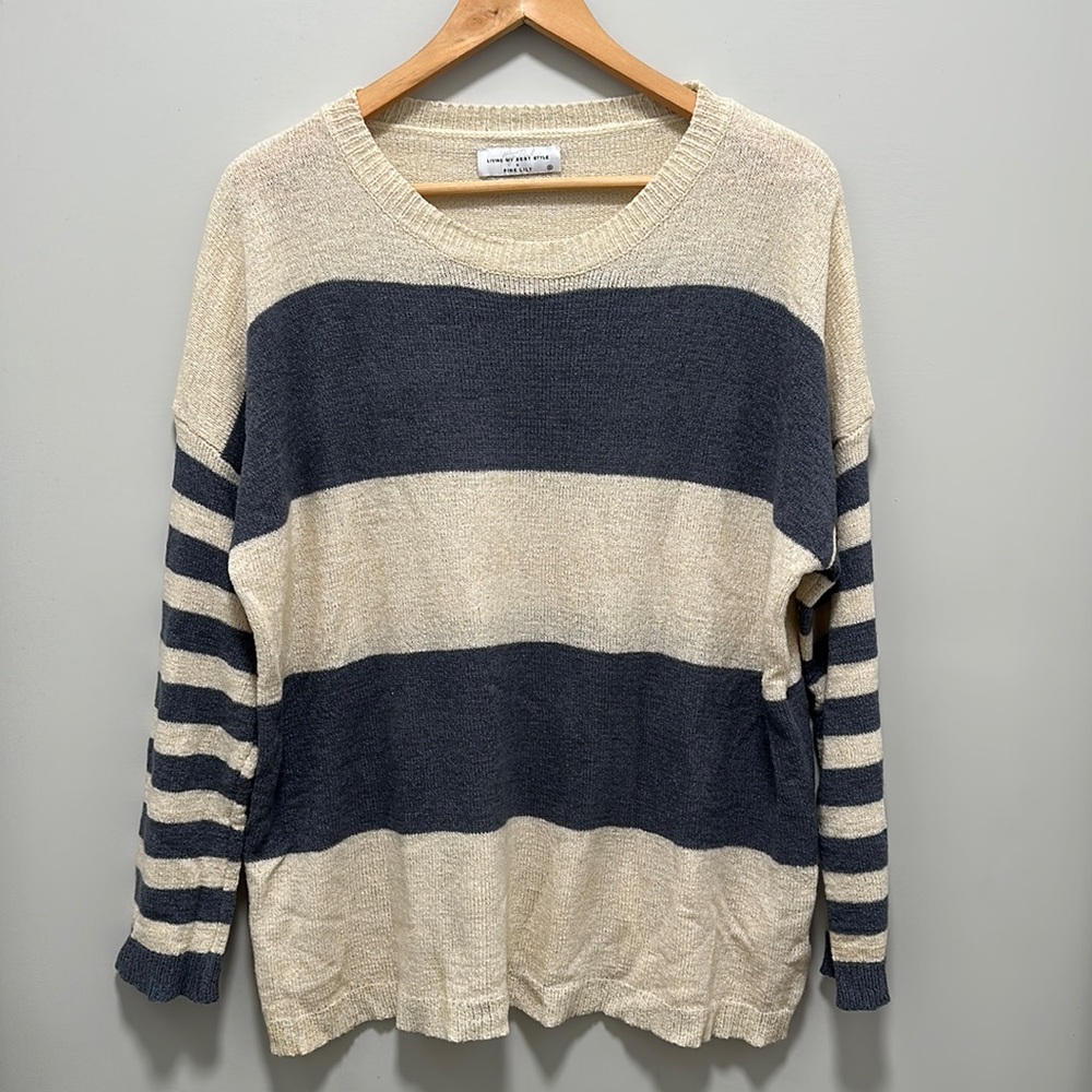 Pink Lily Striped Sweater Size S